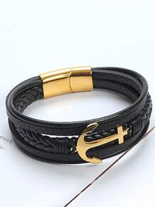 Hombres Pulsera a capas con diseño de ancla - Multicolor - Ver 2