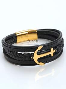 Hombres Pulsera a capas con diseño de ancla - Multicolor - Ver 3