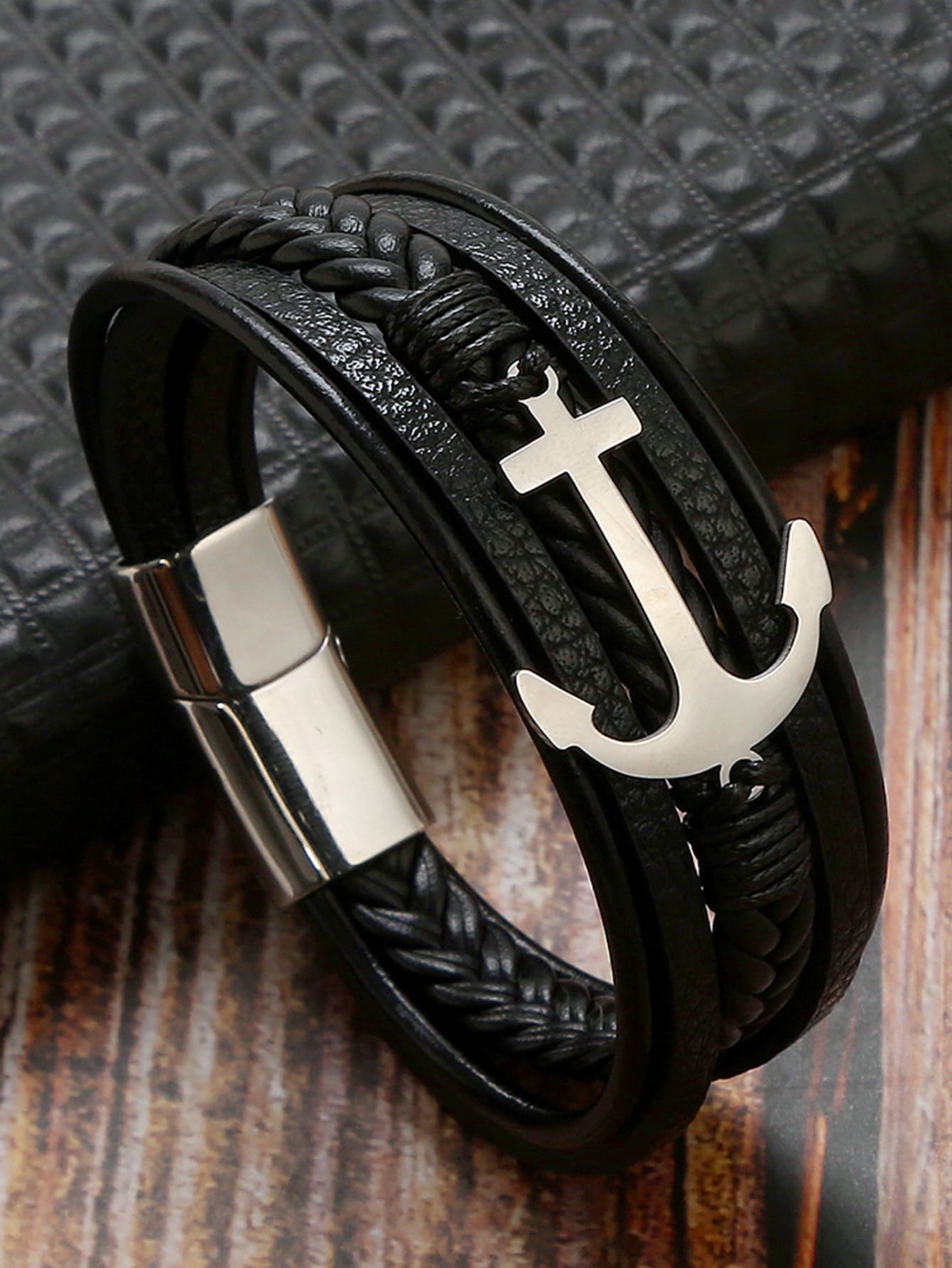 Hombres Pulsera a capas con diseño de ancla - Multicolor - Ver 1