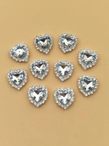10 chiếc Hợp kim đính đá trái tim DIY Phụ kiện trang sức - trắng - Xem 1