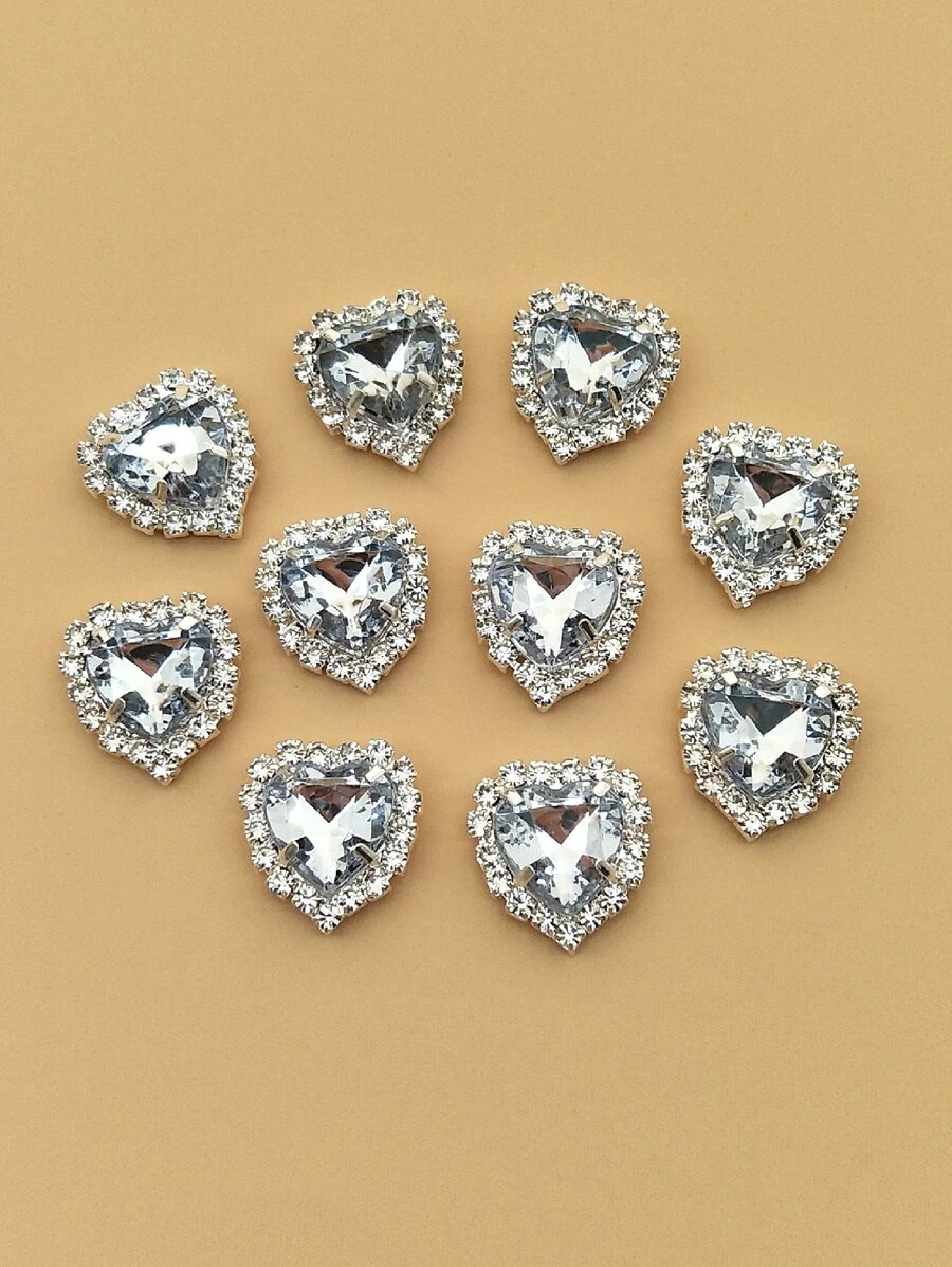 10 chiếc Hợp kim đính đá trái tim DIY Phụ kiện trang sức - trắng - Xem 1