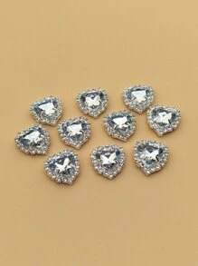 10 chiếc Hợp kim đính đá trái tim DIY Phụ kiện trang sức - trắng - Xem 3