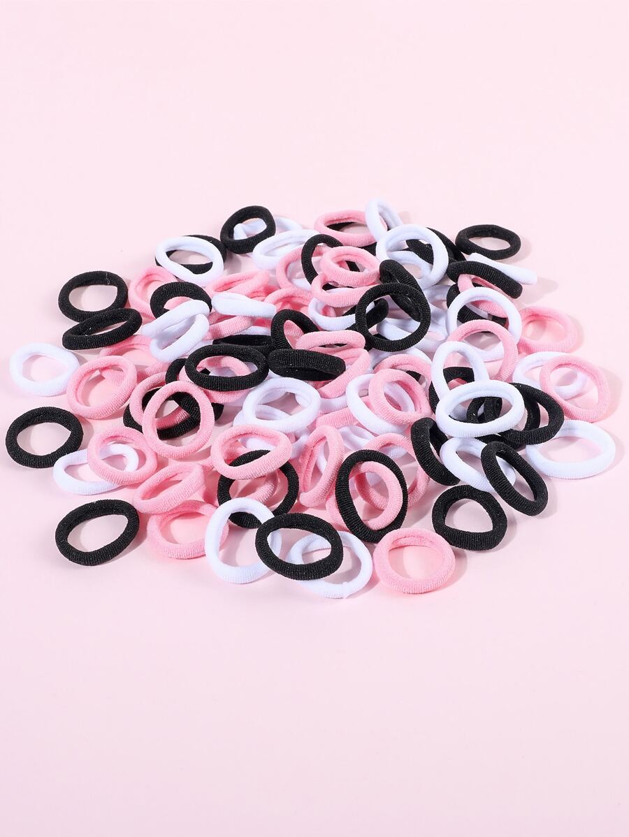 100pcs Girls' Simple Seamless And Non-damaging Colored Hair Ties And Bands For Daily Use - Multicolor - View 1