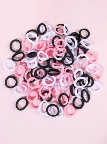 100pcs Girls' Simple Seamless And Non-damaging Colored Hair Ties And Bands For Daily Use - Multicolor - View 2