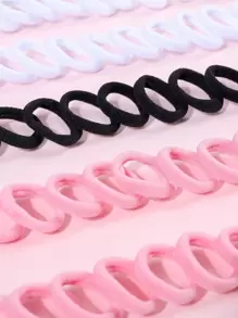 100pcs Girls' Simple Seamless And Non-damaging Colored Hair Ties And Bands For Daily Use - Multicolor - View 3