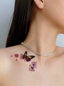 Hình xăm dán , 1 tờ In bướm Hình xăm tạm thời Đối với phụ nữ , Hình xăm dán Người lớn , Thực tế Hình xăm Loại bướm , Đối với phụ nữ Và Cô gái - Nhiều màu - Xem 1