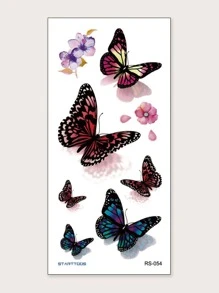 Hình xăm dán , 1 tờ In bướm Hình xăm tạm thời Đối với phụ nữ , Hình xăm dán Người lớn , Thực tế Hình xăm Loại bướm , Đối với phụ nữ Và Cô gái - Nhiều màu - Xem 2