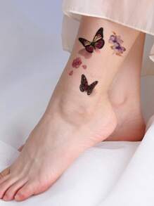 Hình xăm dán , 1 tờ In bướm Hình xăm tạm thời Đối với phụ nữ , Hình xăm dán Người lớn , Thực tế Hình xăm Loại bướm , Đối với phụ nữ Và Cô gái - Nhiều màu - Xem 3