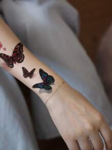 Hình xăm dán , 1 tờ In bướm Hình xăm tạm thời Đối với phụ nữ , Hình xăm dán Người lớn , Thực tế Hình xăm Loại bướm , Đối với phụ nữ Và Cô gái - Nhiều màu - Xem 4