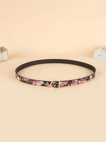 Floral Pattern Letter Buckle Belt - Multicolor - View 1