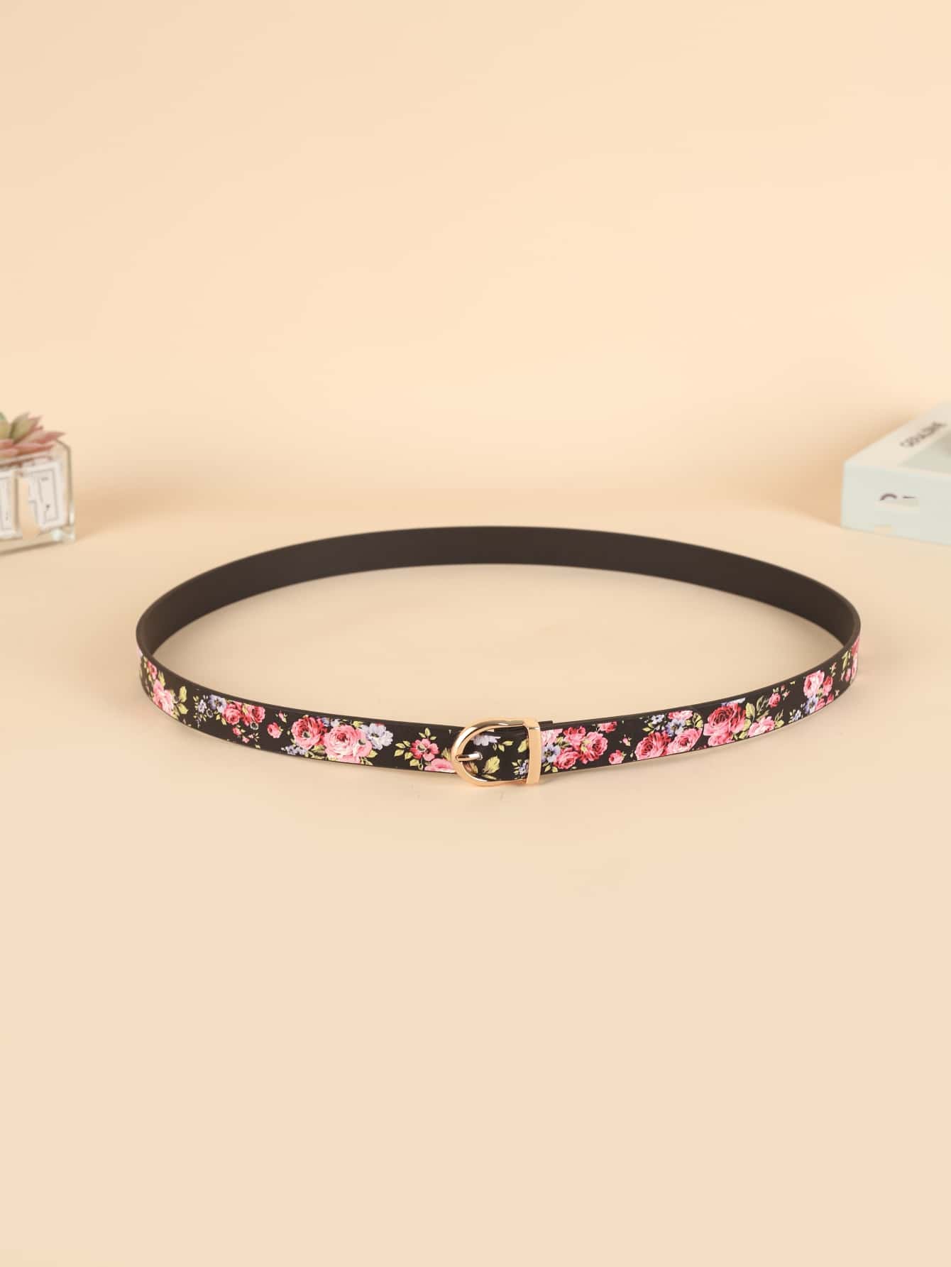 Floral Pattern Letter Buckle Belt - Multicolor - View 1