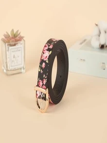 Floral Pattern Letter Buckle Belt - Multicolor - View 2