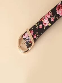 Floral Pattern Letter Buckle Belt - Multicolor - View 4