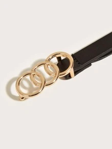 Kids Triple Round Buckle Belt - Black - View 4