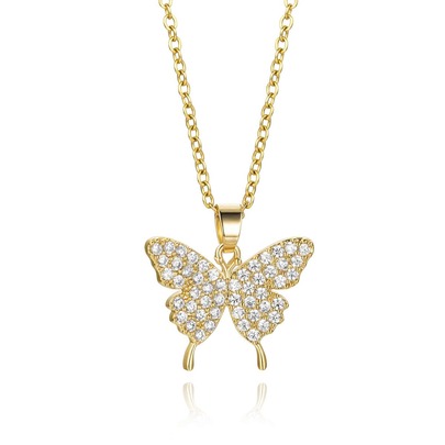 Cubic Zirconia Butterfly Charm Necklace