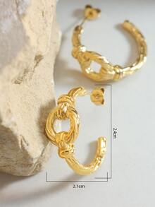 2pcs Hollow Out Cuff Hoop Earrings - Yellow Gold - View 3