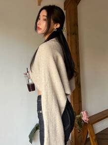 DAZY Solid Crossover Crop Jumper - Khaki - View 7