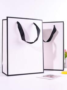 2 piezas Bolsa de regalo ribete en contraste - Blanco - Ver 1