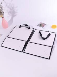 2 piezas Bolsa de regalo ribete en contraste - Blanco - Ver 2