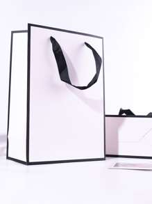 2 piezas Bolsa de regalo ribete en contraste - Blanco - Ver 3