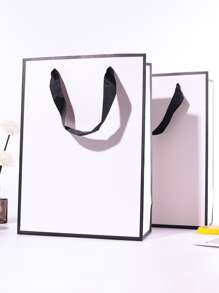 2 piezas Bolsa de regalo ribete en contraste - Blanco - Ver 4