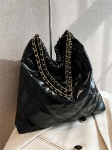 Old Money,Elegant,Quilted Detail Chain Hobo Bag For Teen Girls Women College Students,Rookies & White-collar Workers Perfect for Office,Work ,Business,Commute Best Work Bag for WomenDrawstring pocket