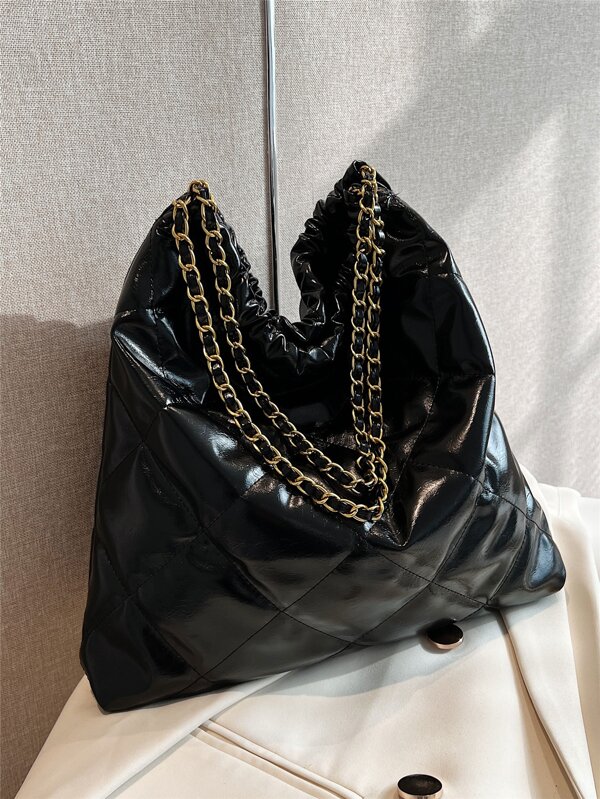 Bolsa De Ombro Com Corrente Detalhada Em Matelassê Elegante Old Money Para Meninas Adolescentes, Mulheres Universitárias, Novatas E Trabalhadoras De Colarinho Branco. Perfeita Para Escritório, Trabalho, Negócios E Comutação. Melhor Bolsa De Trabalho Com Bolso De Cordão Para Mulheres.