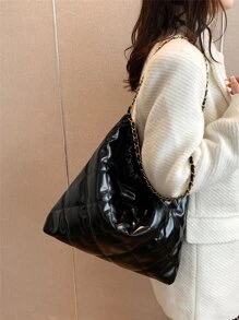 Old Money,Elegant,Quilted Detail Chain Hobo Bag For Teen Girls Women College Students,Rookies & White-collar Workers Perfect for Office,Work ,Business,Commute Best Work Bag for WomenDrawstring pocket