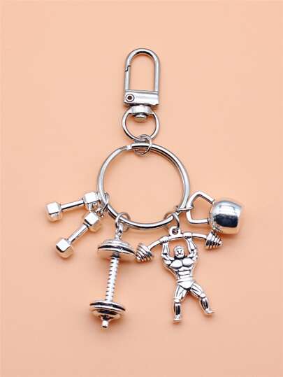 Street 1pc Fashion Barbell Dumbbell Fitness Gym Keychain,Bag Purse Charm Car Accessories Bag Charm School Cute Goth Y2k