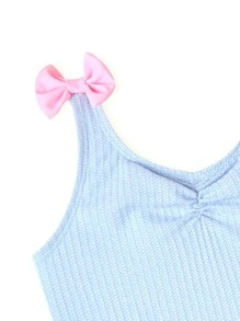 Bebé Bañador ribete con fruncido con lazo delantero pecho con fruncido