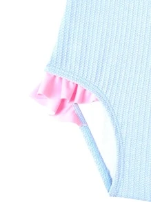 Bebé Bañador ribete con fruncido con lazo delantero pecho con fruncido