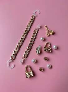 12入組高端奢華珍珠系列合金鞋飾套裝