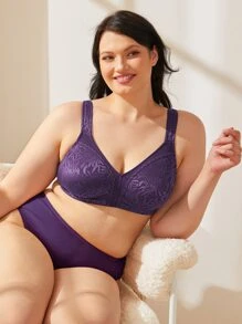 Wingslove Plus Size Wireless Soft Cup Bra For Women - Comfortable, Wide Straps, Unpadded Full Coverage Bra, Ideal For Everyday Wear - Purple - View 5