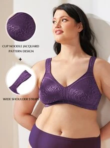 Wingslove Plus Size Wireless Soft Cup Bra For Women - Comfortable, Wide Straps, Unpadded Full Coverage Bra, Ideal For Everyday Wear - Purple - View 4