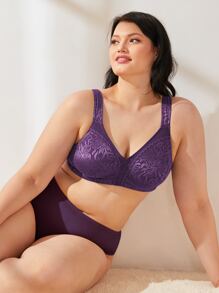 Wingslove Plus Size Wireless Soft Cup Bra For Women - Comfortable, Wide Straps, Unpadded Full Coverage Bra, Ideal For Everyday Wear - Purple - View 6