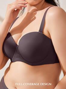 Wingslove Plus Size Seamless Solid Bra - Mauve Purple - View 3