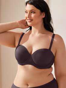 Wingslove Plus Size Seamless Solid Bra - Mauve Purple - View 4