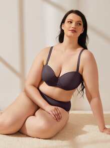 Wingslove Plus Size Seamless Solid Bra - Mauve Purple - View 5