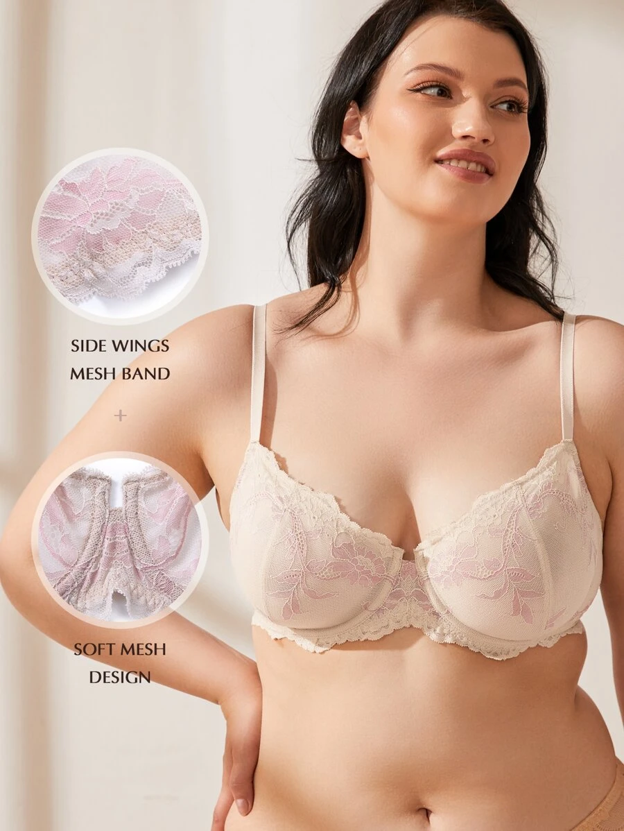 Demi蕾絲胸罩，性感無墊有鋼圈胸罩