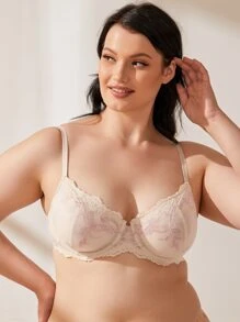 Demi蕾絲胸罩，性感無墊有鋼圈胸罩