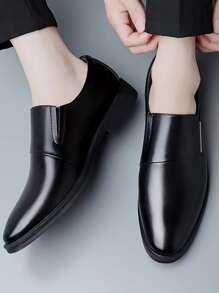 Men Metal Decor Dress Loafers - Black - View 3