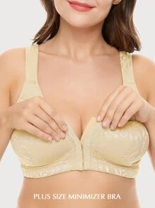 Wingslove Plus High Support Full Coverage Wirefree Non Padding Bralet - Khaki - View 4