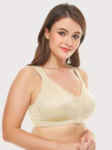 Wingslove Plus High Support Full Coverage Wirefree Non Padding Bralet - Khaki - View 5