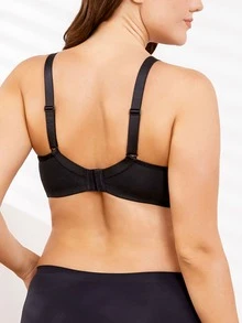 Wingslove Sujetador de encaje con unicolor para mujer de talla grande - Negro - Ver 3