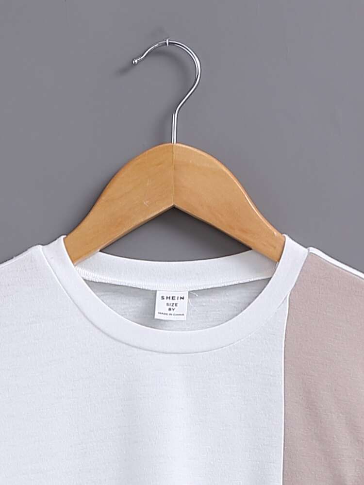 SHEIN כיס קולורבלוק קז'ואל טישרט וגופיה לבנים - לבן - ראה 3