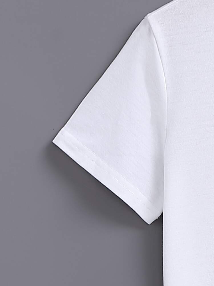 SHEIN כיס קולורבלוק קז'ואל טישרט וגופיה לבנים - לבן - ראה 4