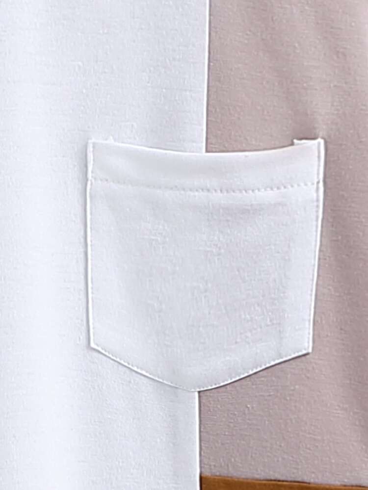 SHEIN כיס קולורבלוק קז'ואל טישרט וגופיה לבנים - לבן - ראה 5