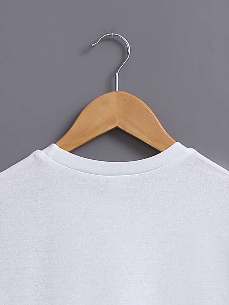SHEIN כיס קולורבלוק קז'ואל טישרט וגופיה לבנים - לבן - ראה 7