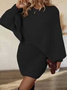 SHEIN Clasi 蝙蝠袖毛衣和針織裙