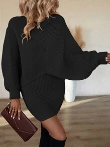 SHEIN Clasi 蝙蝠袖毛衣和針織裙